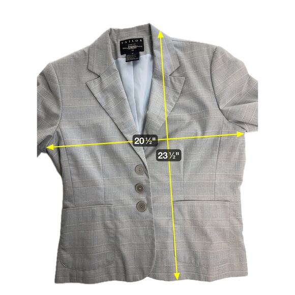 Tailor B. Moss Gray Plaid 3 Button Blazer Suit Jacket Womens Size 12 Career Work - Picture 10 of 11